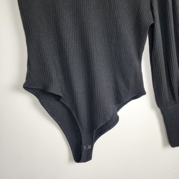 Forever 21 Plus Bodysuit Ribbed Black Knit Puff Long Sleeve NWT Size 2X - Picture 14 of 16